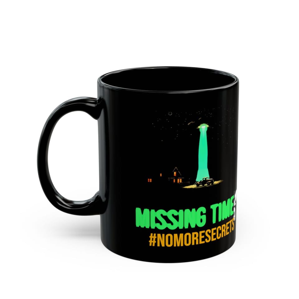 Missing Time Mug, left view (Printify product mockup)