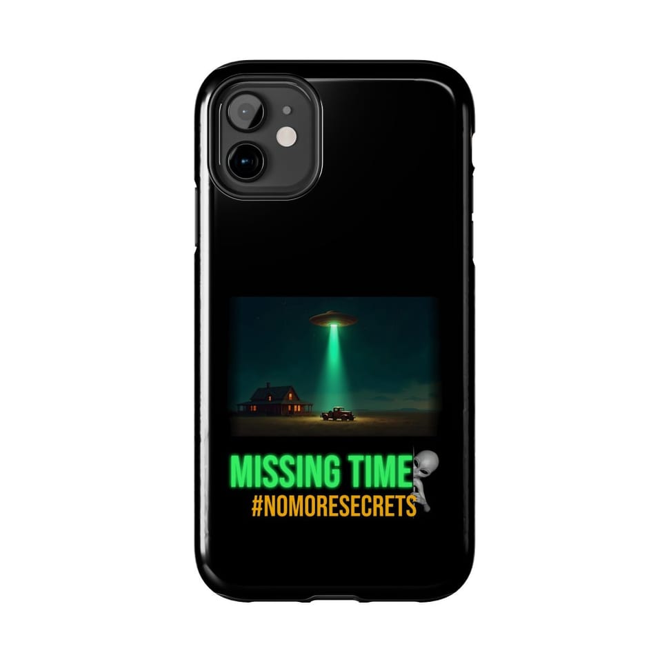 Missing Time Phone Case, front view (Printify product mockup)