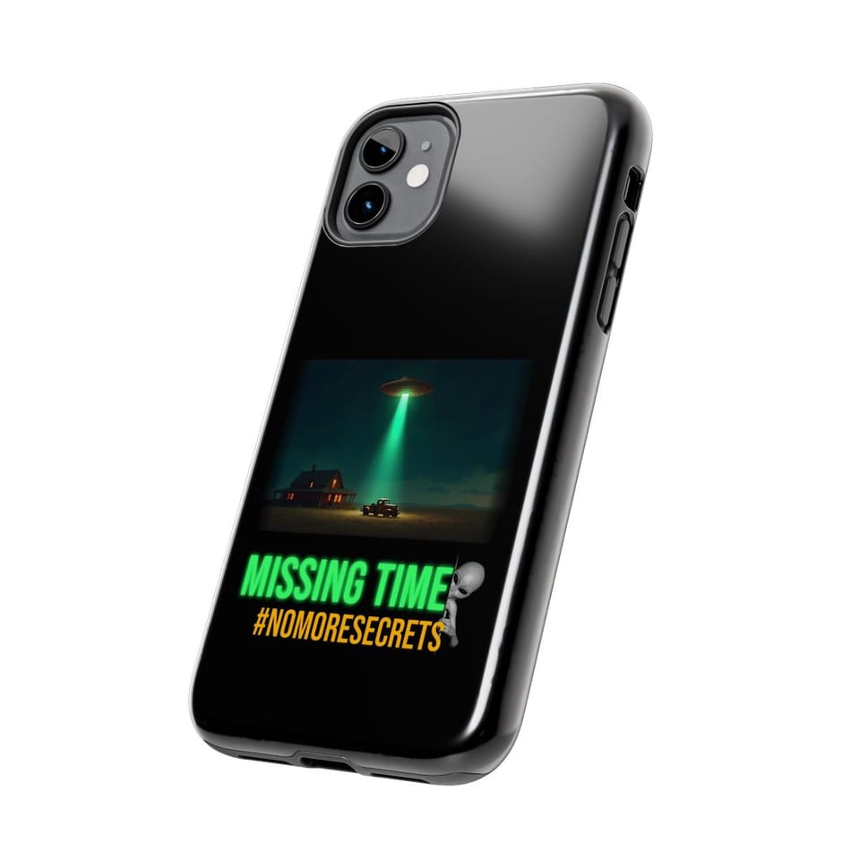 Missing Time Phone Case, side view (Printify product mockup)