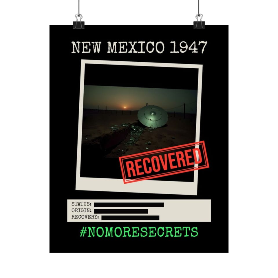 New Mexico 1947 Disc Recovered Poster, front view (Printify product mockup)