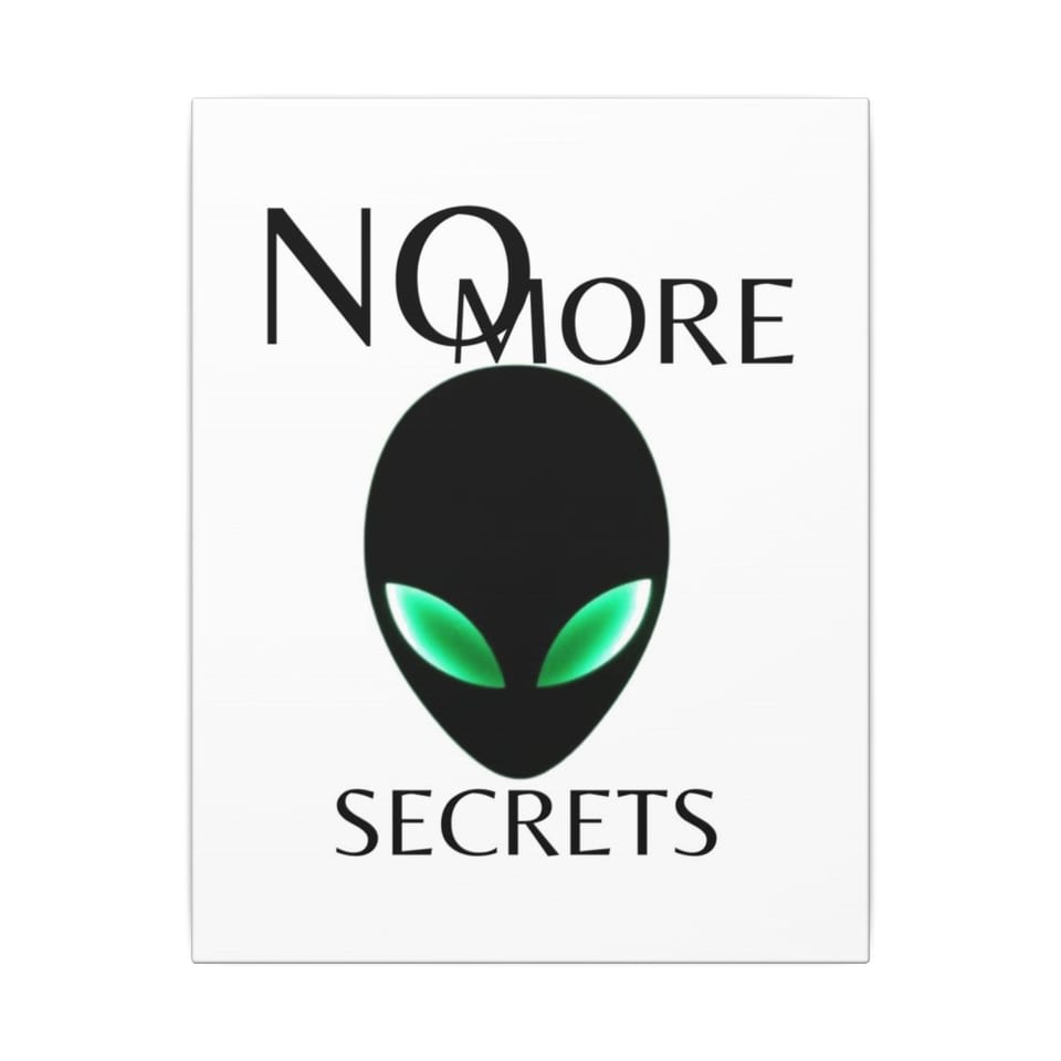No More Secrets Alien Face Canvas, front view (Printify product mockup)