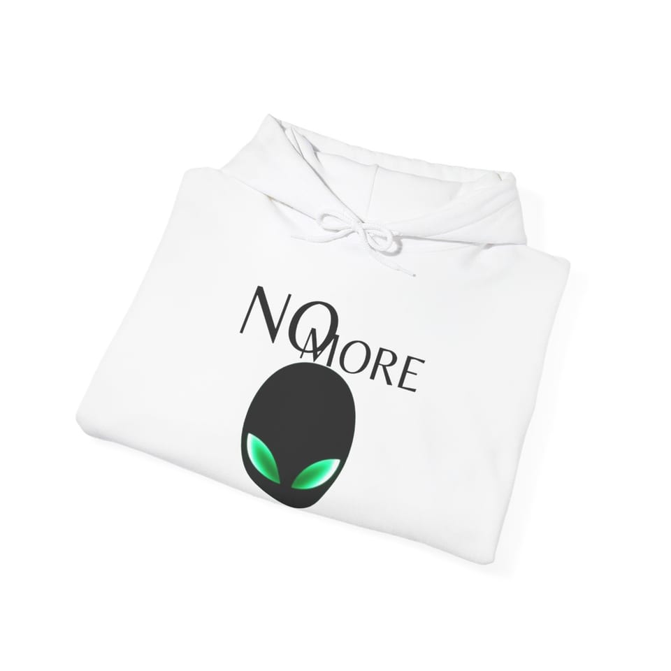 No More Secrets Alien Face Hoodie, folded view (Printify product mockup)