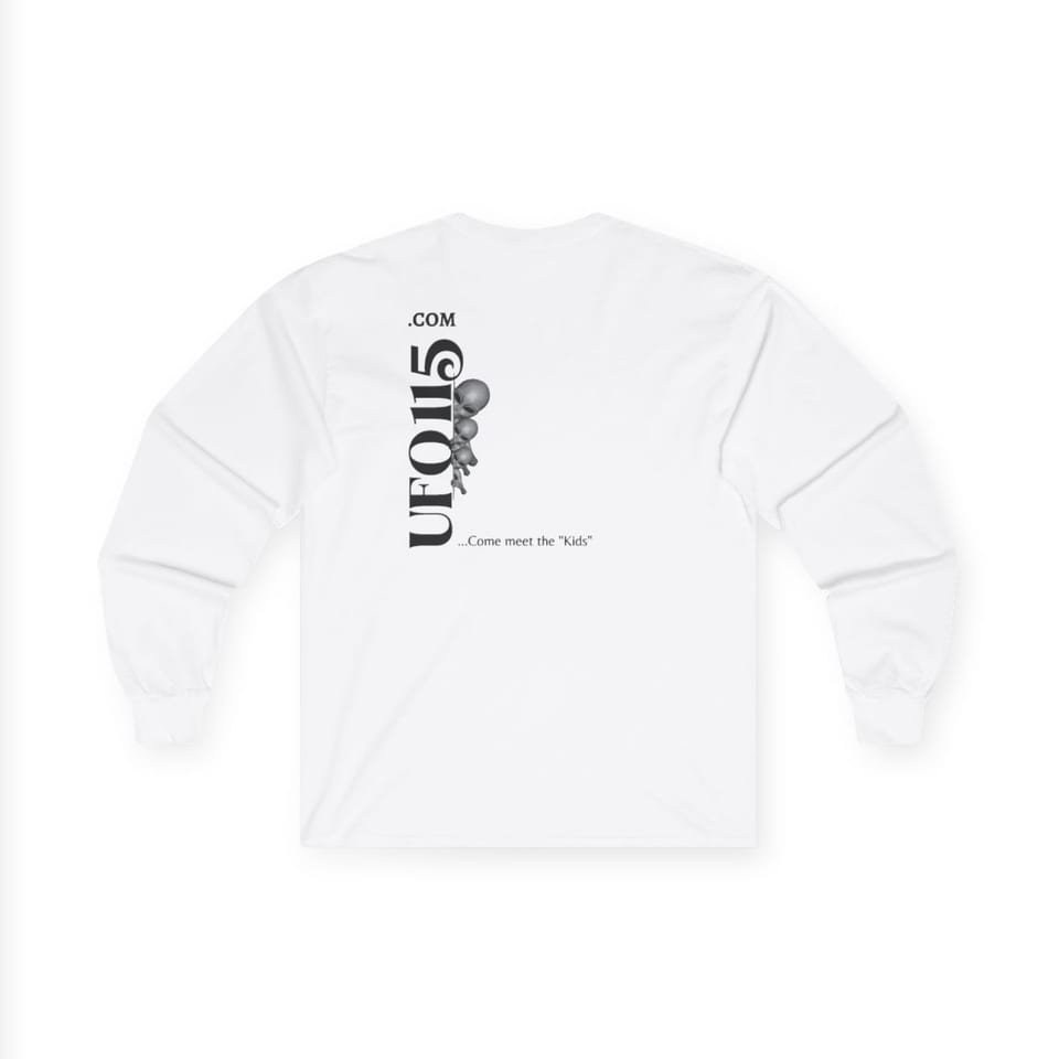 No More Secrets Alien Face Long Sleeve Tee, back view (Printify product mockup)