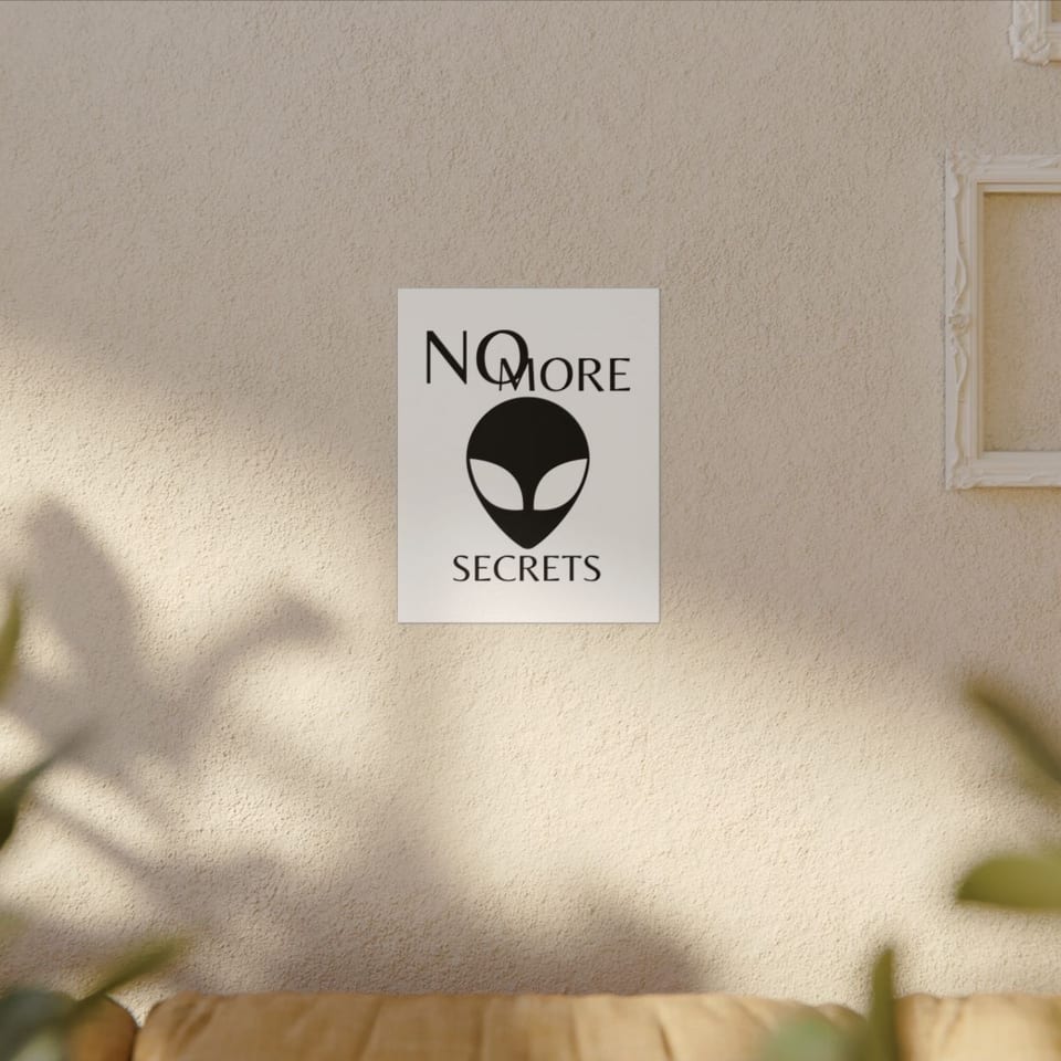 No More Secrets Black Alien Face Canvas, context 1 view (Printify product mockup)