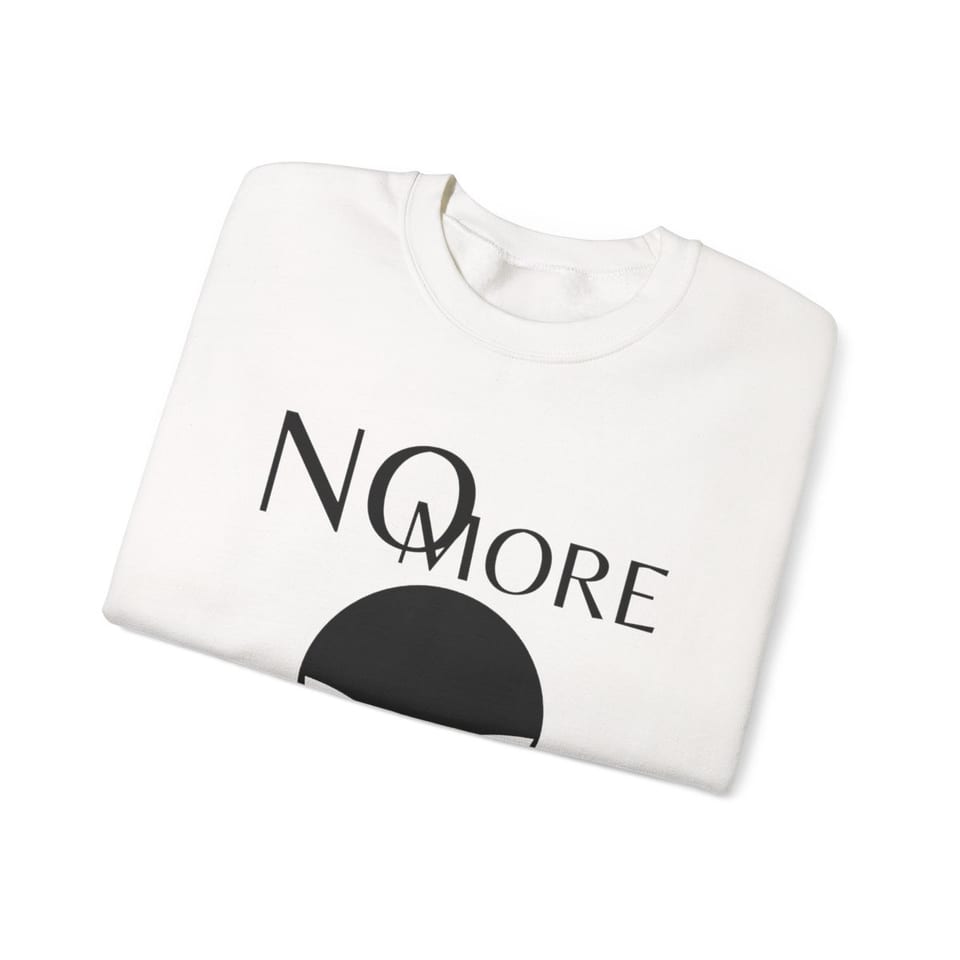 No More Secrets Black Alien Face Crewneck Sweatshirt, folded view (Printify product mockup)