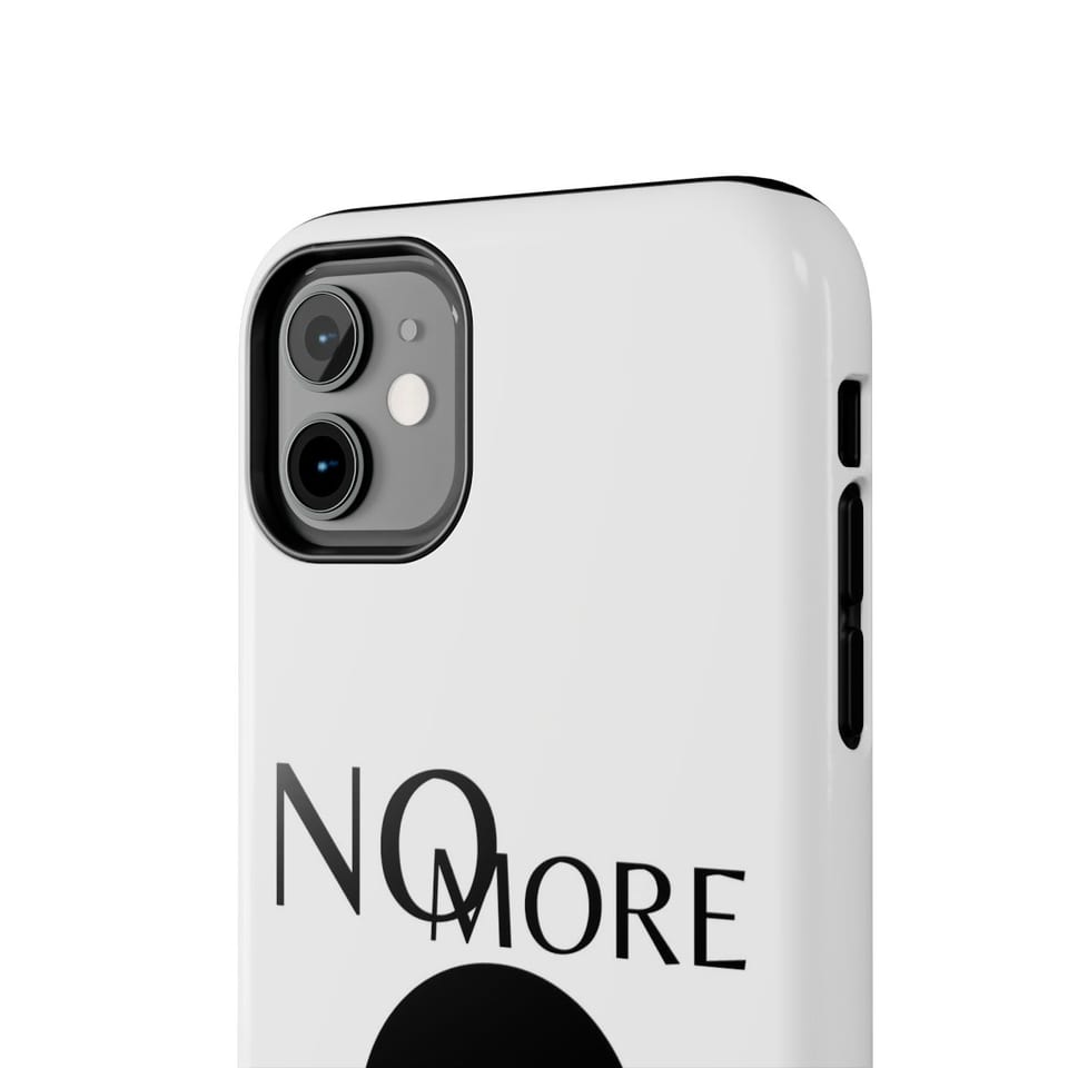 No More Secrets Black Alien Face Phone Case, close up view (Printify product mockup)