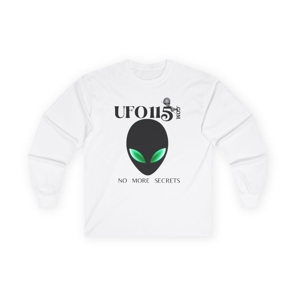No More Secrets Green Eyes Long Sleeve Tee, front view (Printify product mockup)