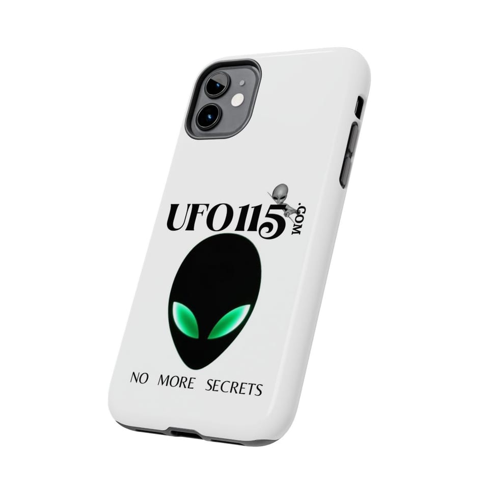 No More Secrets Green Eyes Phone Case, side view (Printify product mockup)