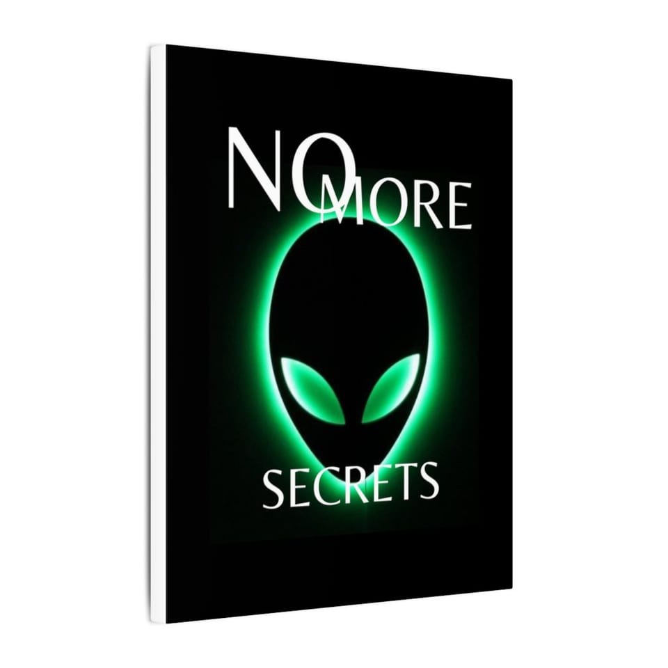 No More Secrets Green Glow Alien Face Canvas, side view (Printify product mockup)