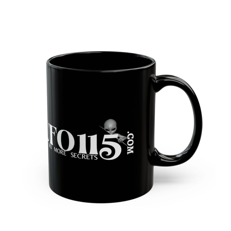 No More Secrets Green Glow Alien Face Mug, right view (Printify product mockup)