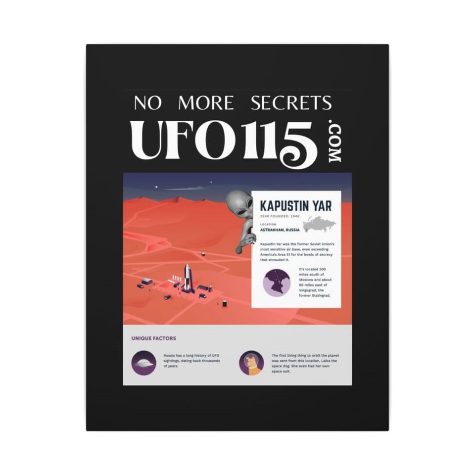 No More Secrets Kapustin Yar Canvas, front view (Printify product mockup)