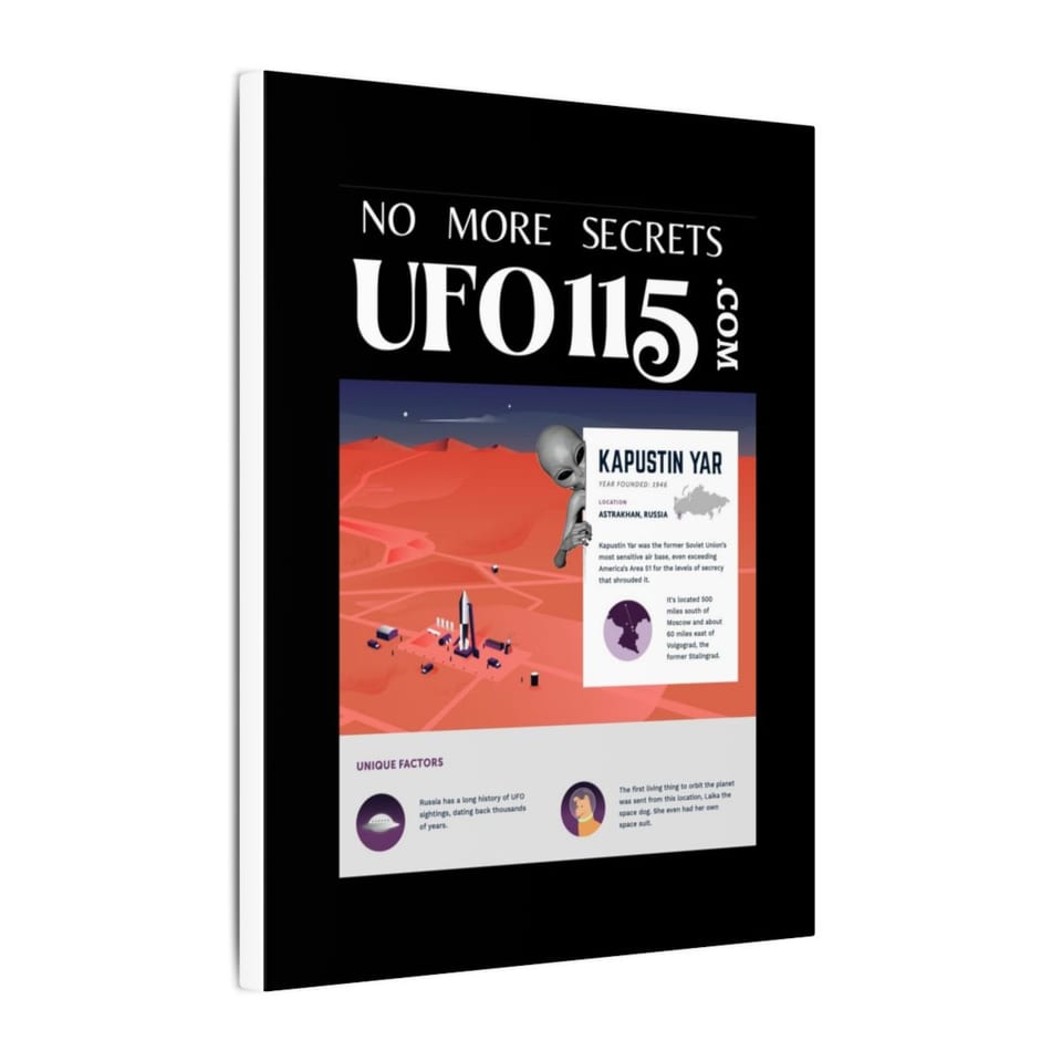 No More Secrets Kapustin Yar Canvas, side view (Printify product mockup)