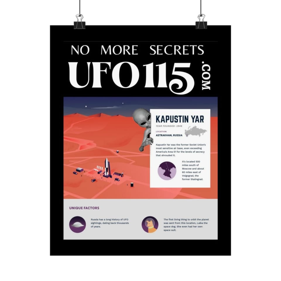 No More Secrets Kapustin Yar Poster, front view (Printify product mockup)