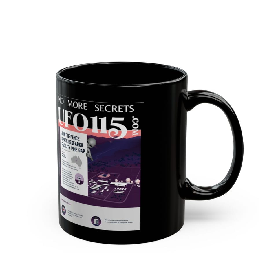 No More Secrets Pine Gap Mug, right view (Printify product mockup)