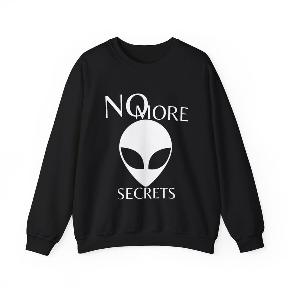 No More Secrets Porton Down Crewneck Sweatshirt, front view (Printify product mockup)