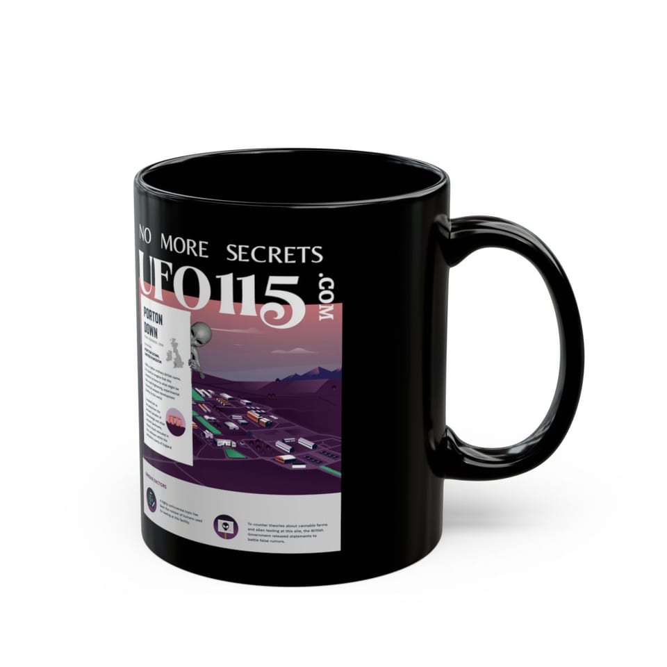 No More Secrets Porton Down Mug, right view (Printify product mockup)