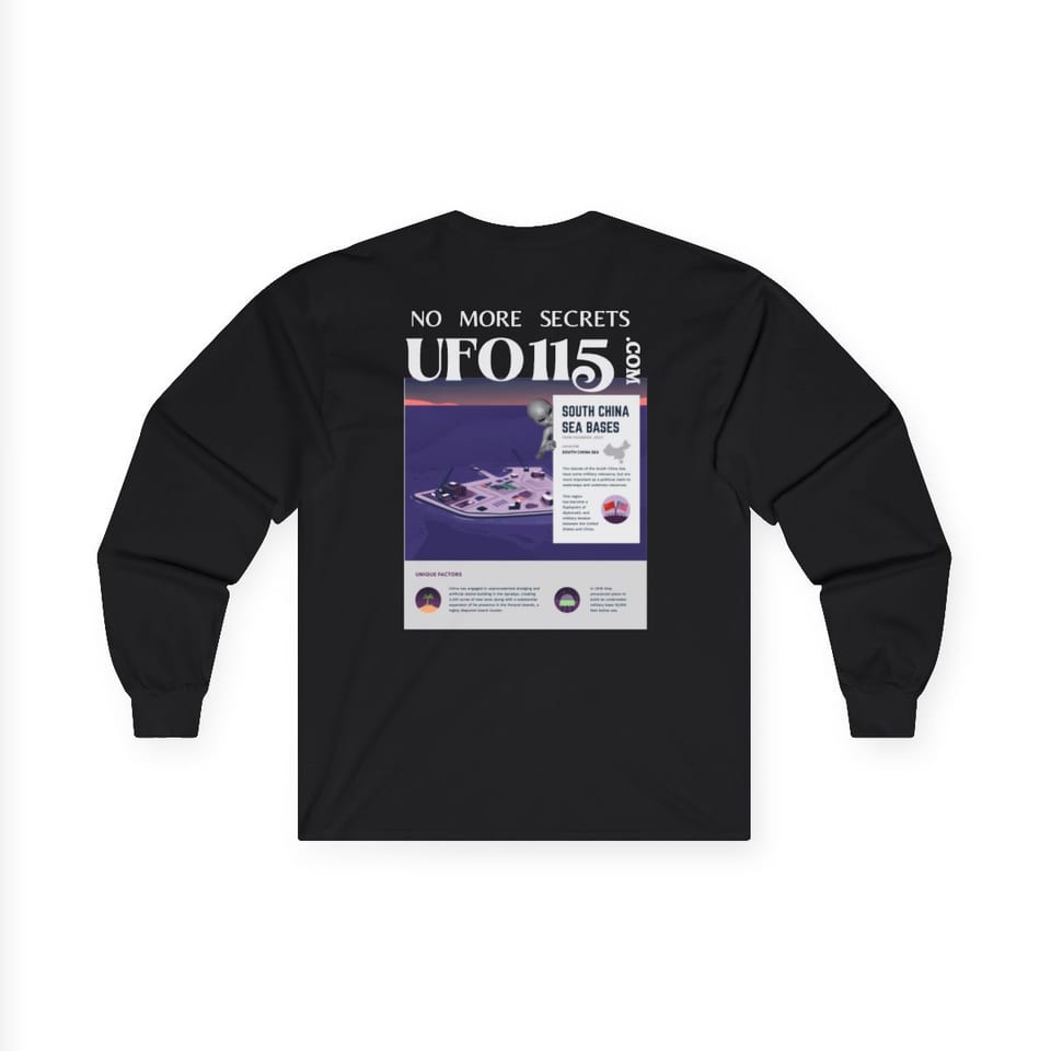 No More Secrets South China Sea Long Sleeve Tee, back view (Printify product mockup)