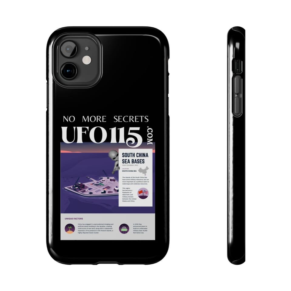 No More Secrets South China Sea Phone Case, front and-side view (Printify product mockup)