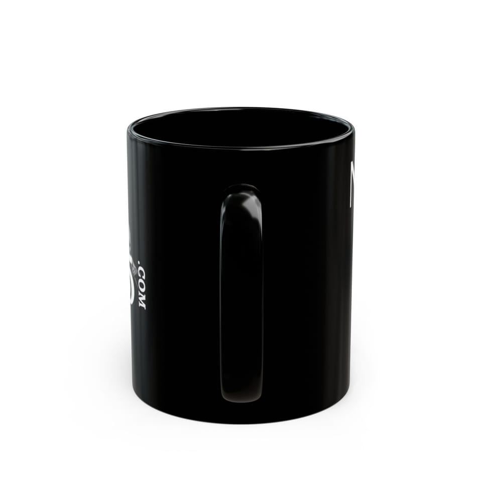 No More Secrets White Alien Face Mug, back view (Printify product mockup)