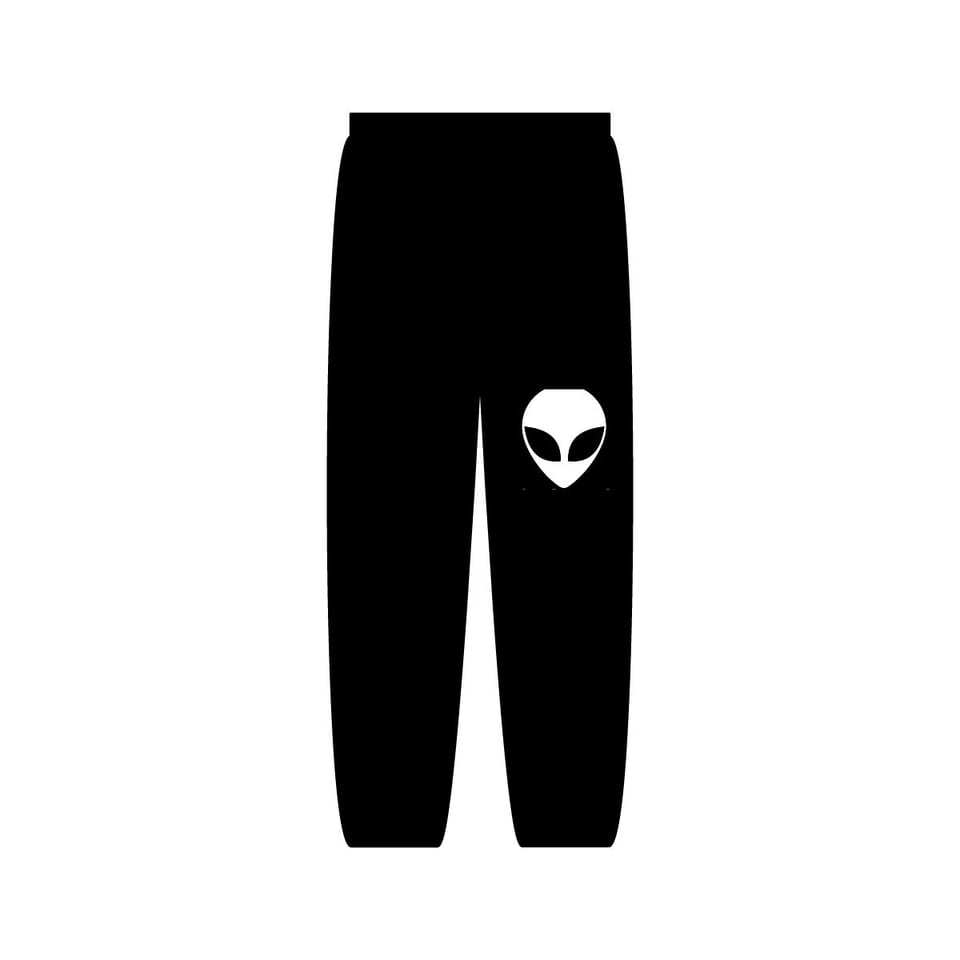 No More Secrets White Alien Face Sweatpants, back view (Printify product mockup)