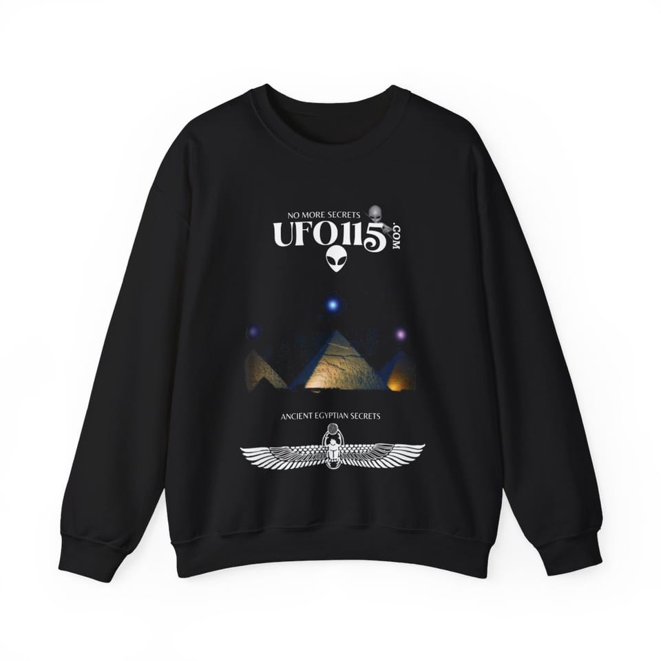 Orion's Belt Pyramids Crewneck Sweatshirt, front view (Printify product mockup)
