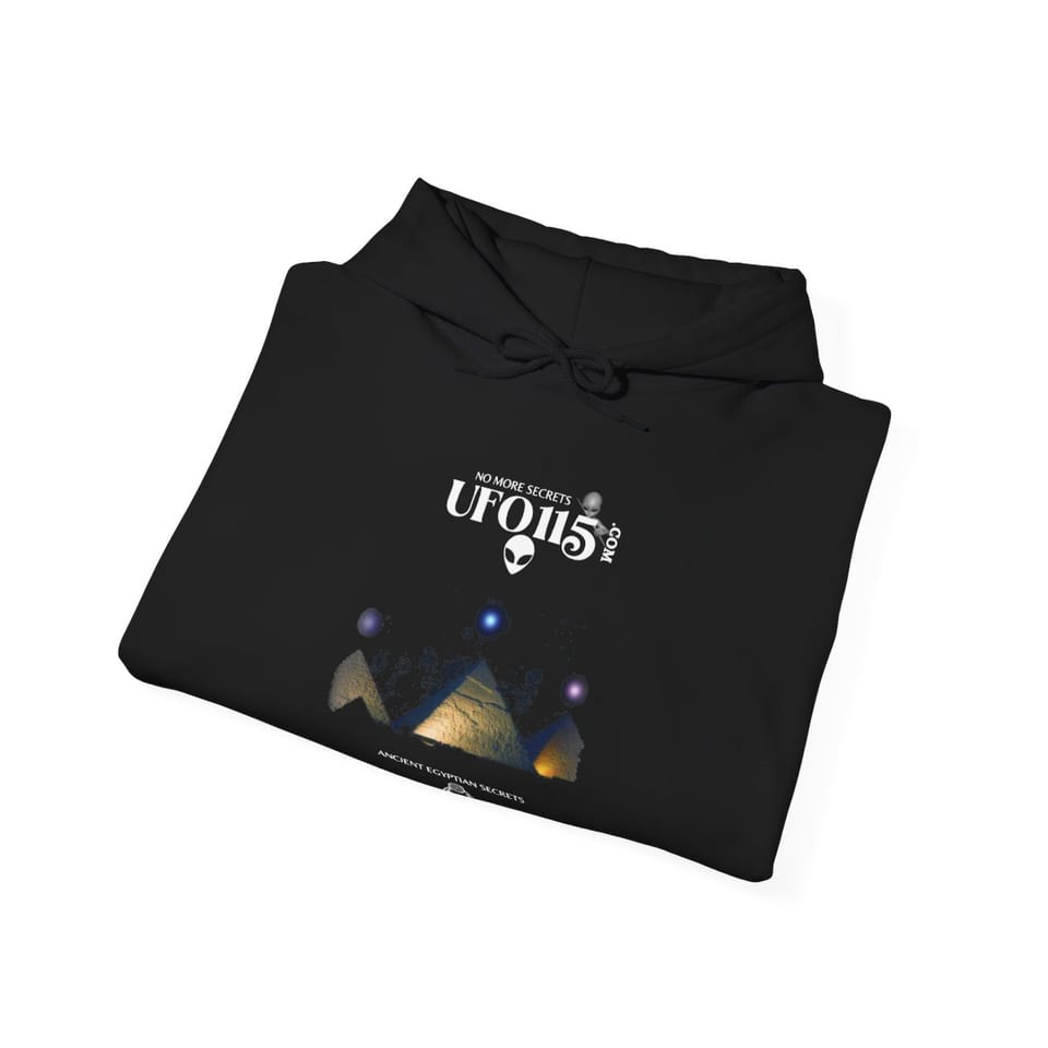 Orion's Belt Pyramids Hoodie, folded view (Printify product mockup)