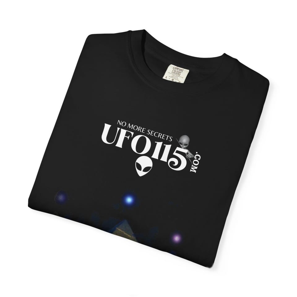 Orion's Belt Pyramids Tee, folded view (Printify product mockup)