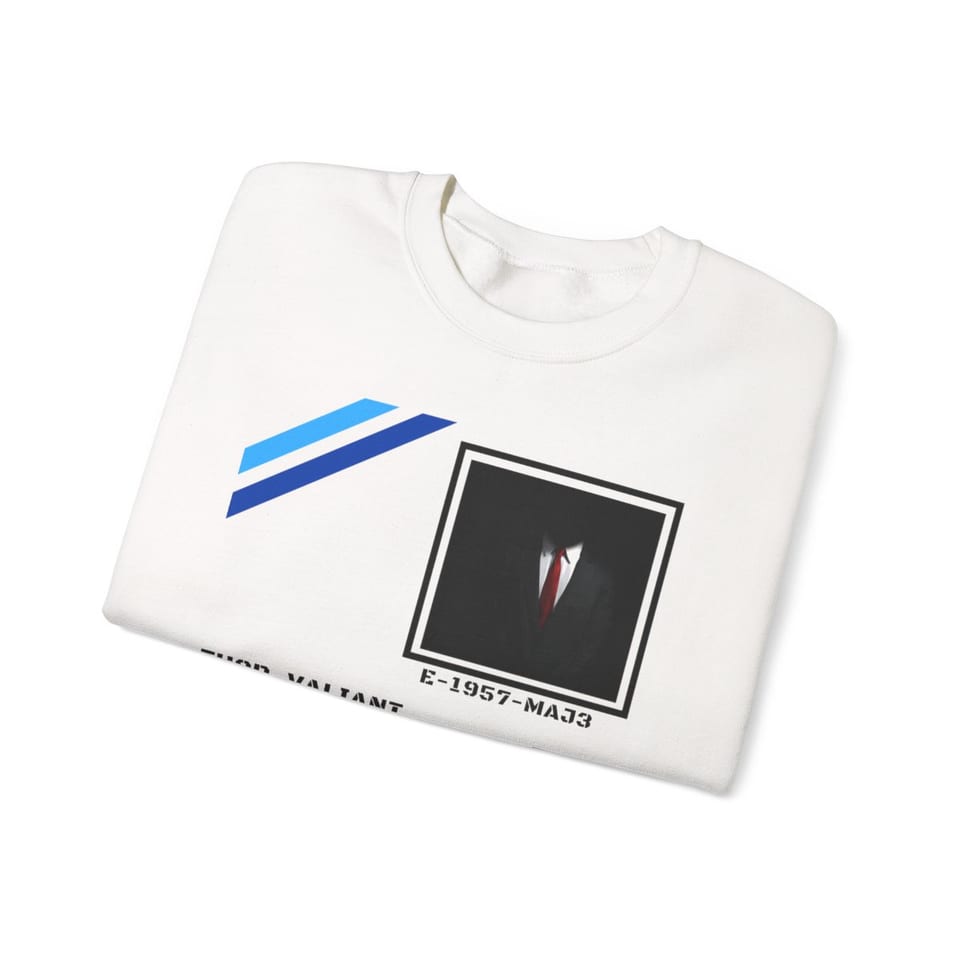 S4 ID Valiant Thor Crewneck Sweatshirt, folded view (Printify product mockup)