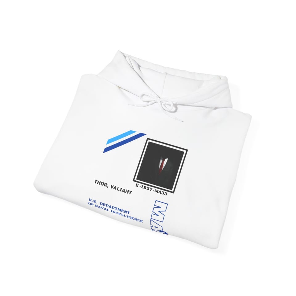 S4 ID Valiant Thor Hoodie, folded view (Printify product mockup)