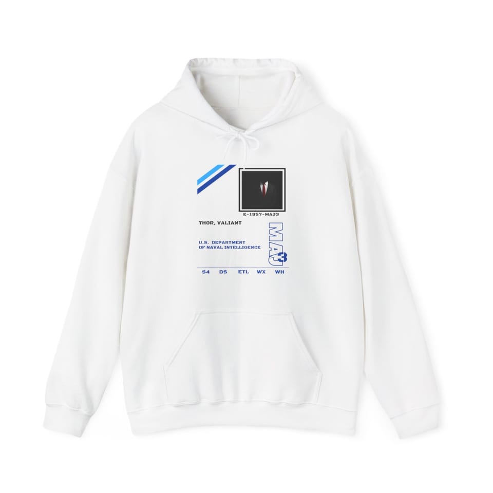 S4 ID Valiant Thor Hoodie, front view (Printify product mockup)
