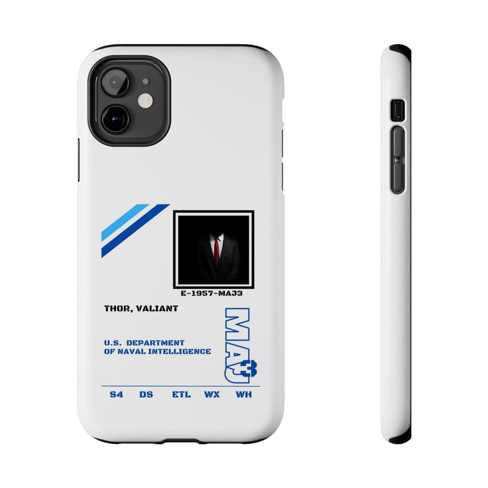 S4 ID Valiant Thor Phone Case, front and-side view (Printify product mockup)