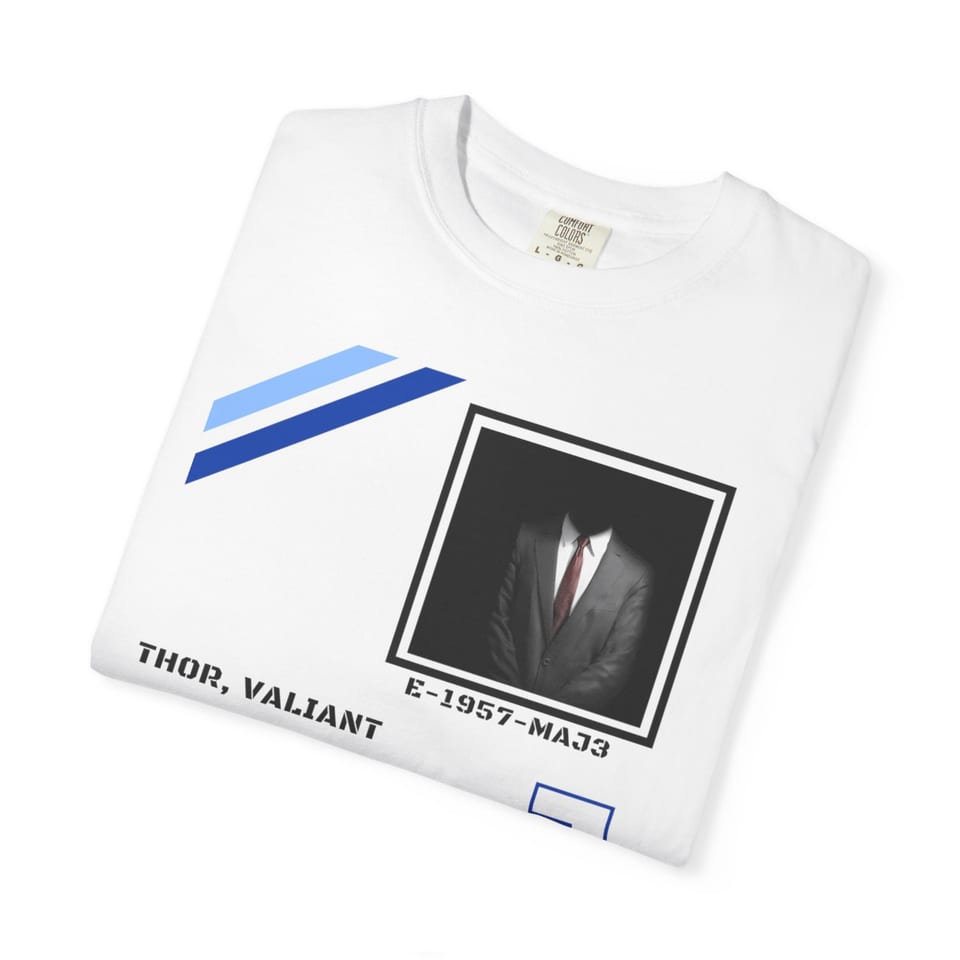 S4 ID Valiant Thor Tee, folded view (Printify product mockup)