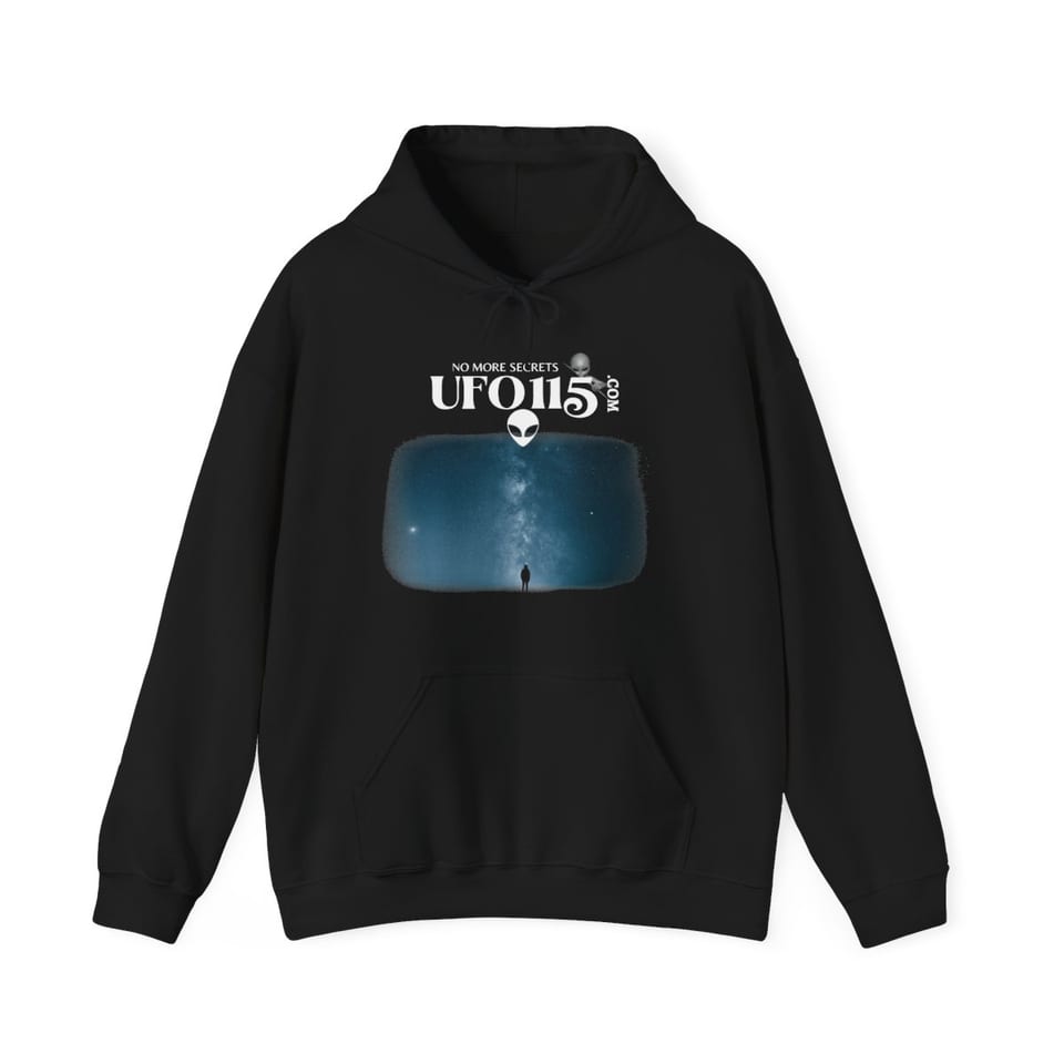 Sky Watcher Blue Solitude Hoodie, front view (Printify product mockup)