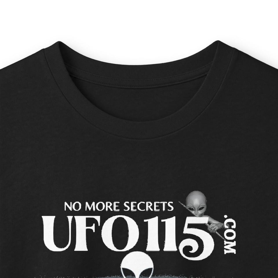Sky Watcher Blue Solitude Long Sleeve Tee, collar closeup view (Printify product mockup)
