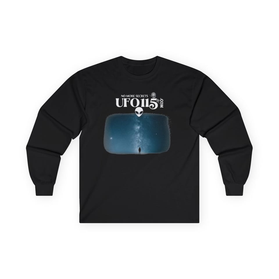 Sky Watcher Blue Solitude Long Sleeve Tee, front view (Printify product mockup)