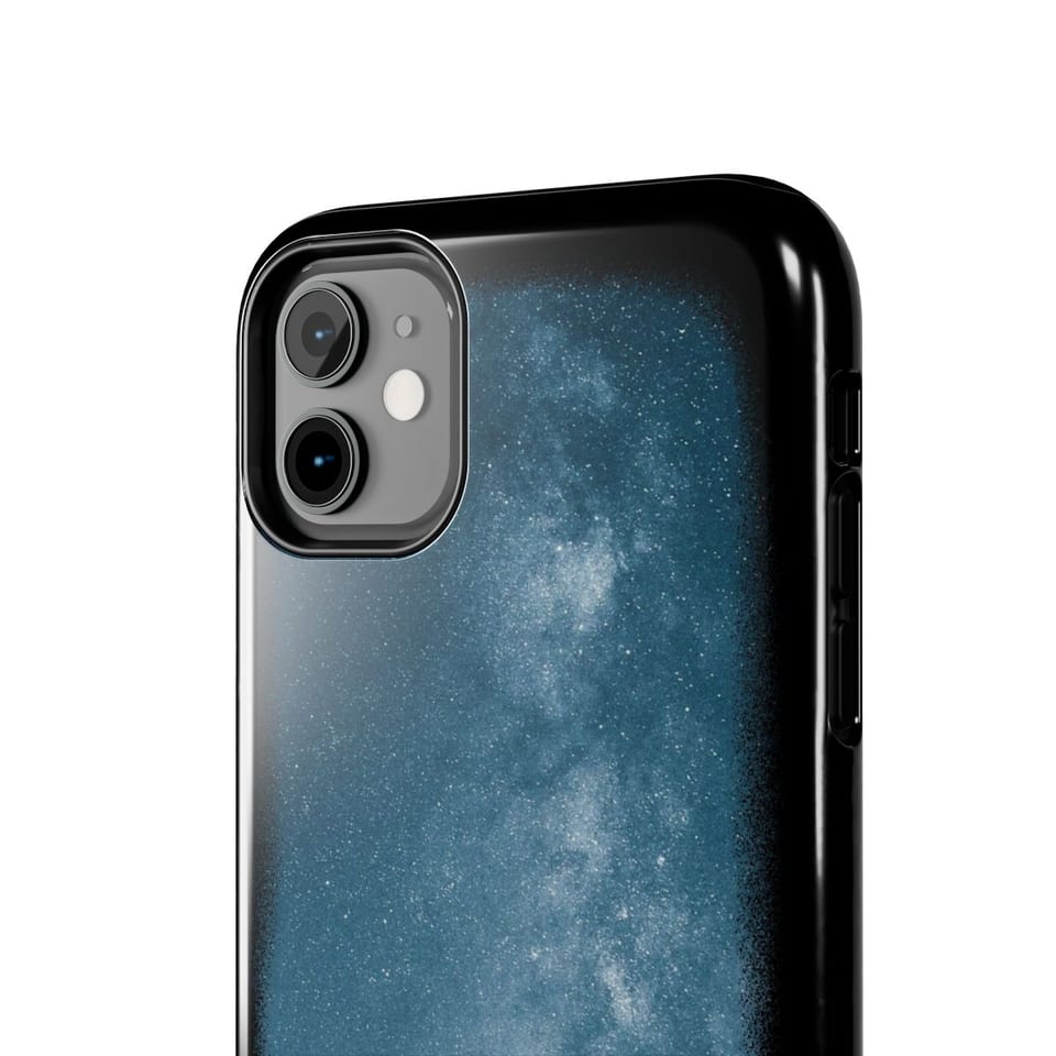 Sky Watcher Blue Solitude Phone Case, close up view (Printify product mockup)