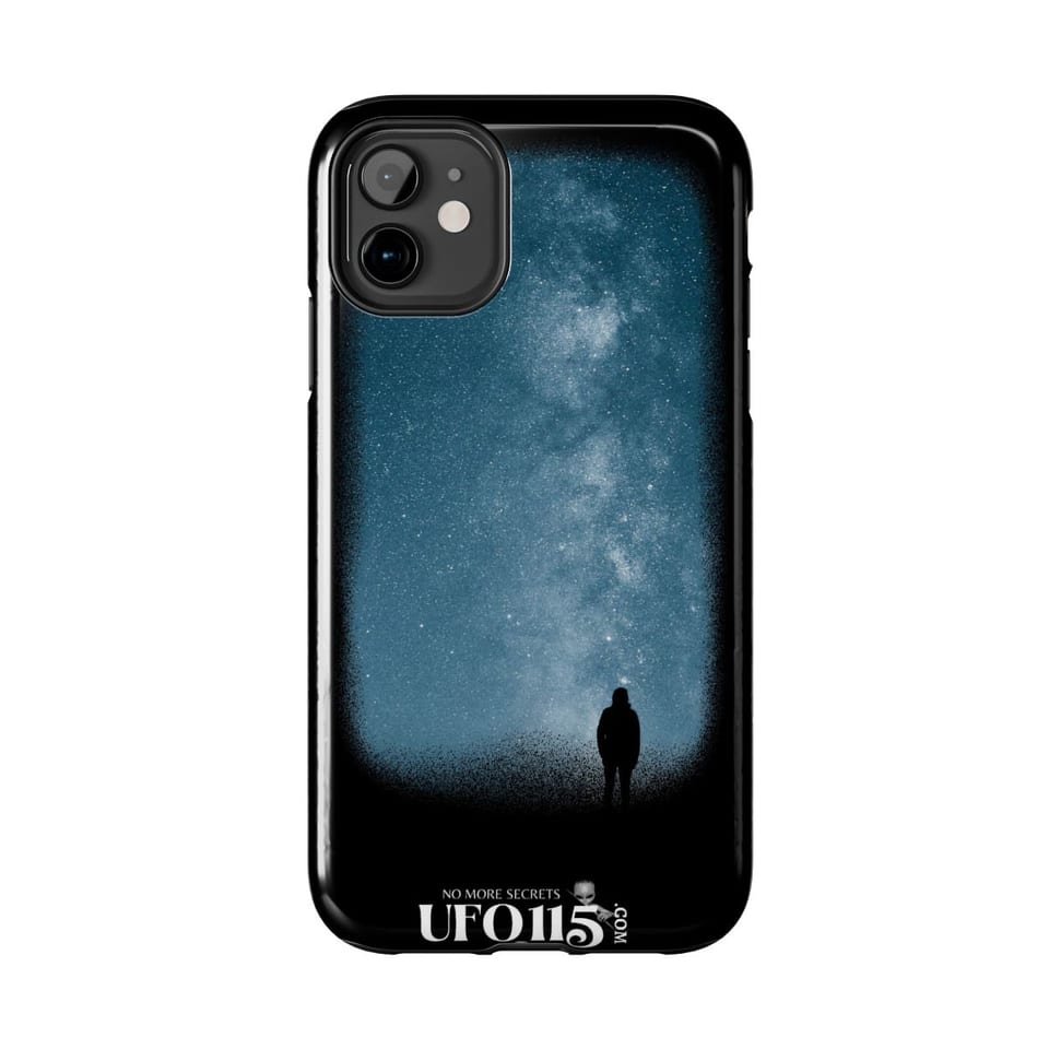 Sky Watcher Blue Solitude Phone Case, front view (Printify product mockup)