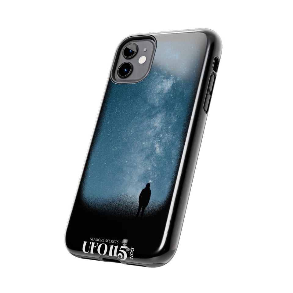 Sky Watcher Blue Solitude Phone Case, side view (Printify product mockup)