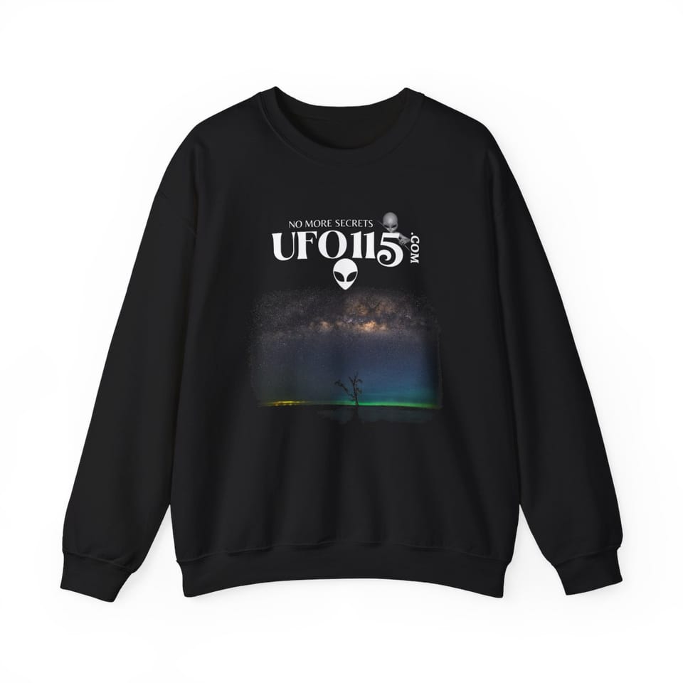 Sky Watcher Glowy Nights Crewneck Sweatshirt, front view (Printify product mockup)
