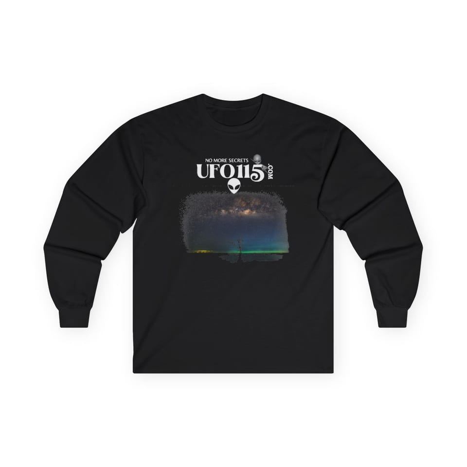 Sky Watcher Glowy Nights Long Sleeve Tee, front view (Printify product mockup)