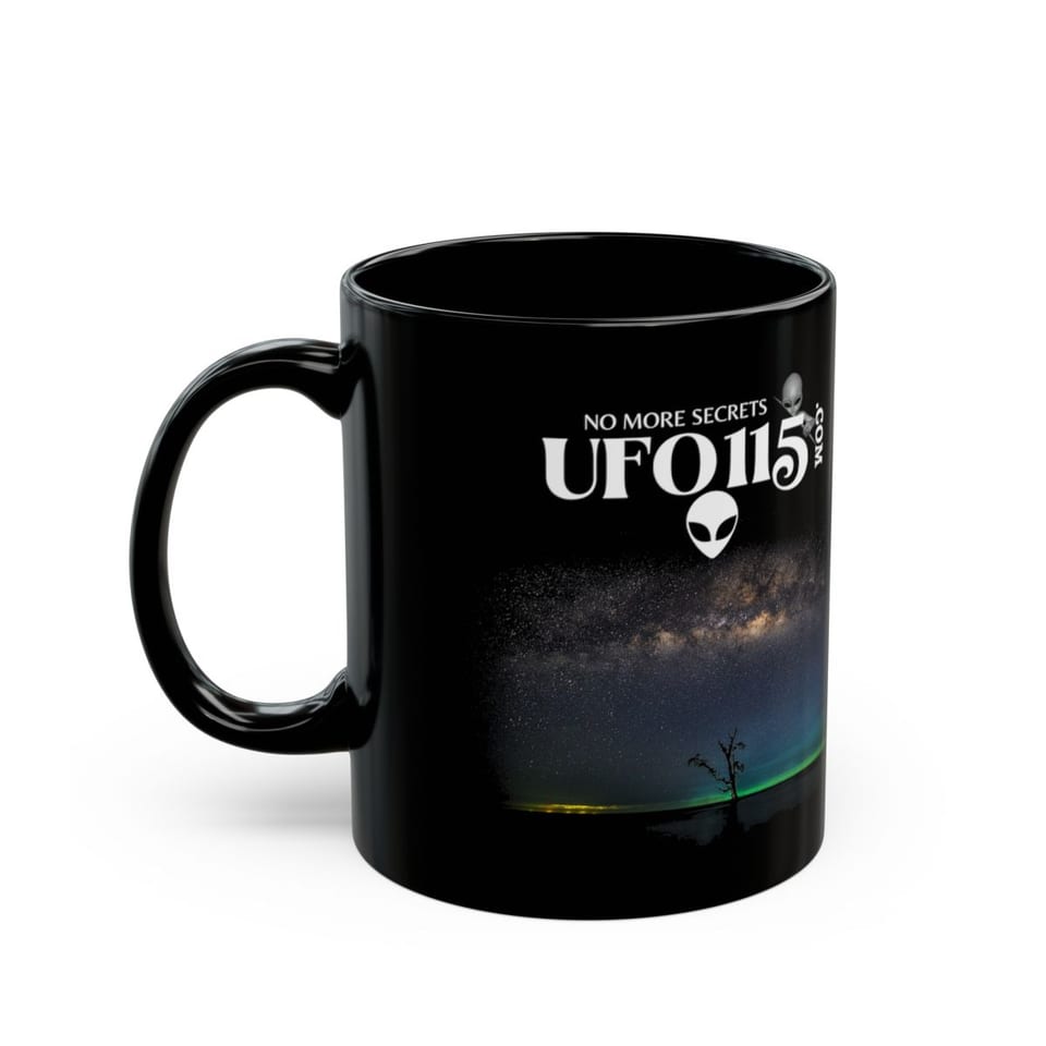 Sky Watcher Glowy Nights Mug, left view (Printify product mockup)