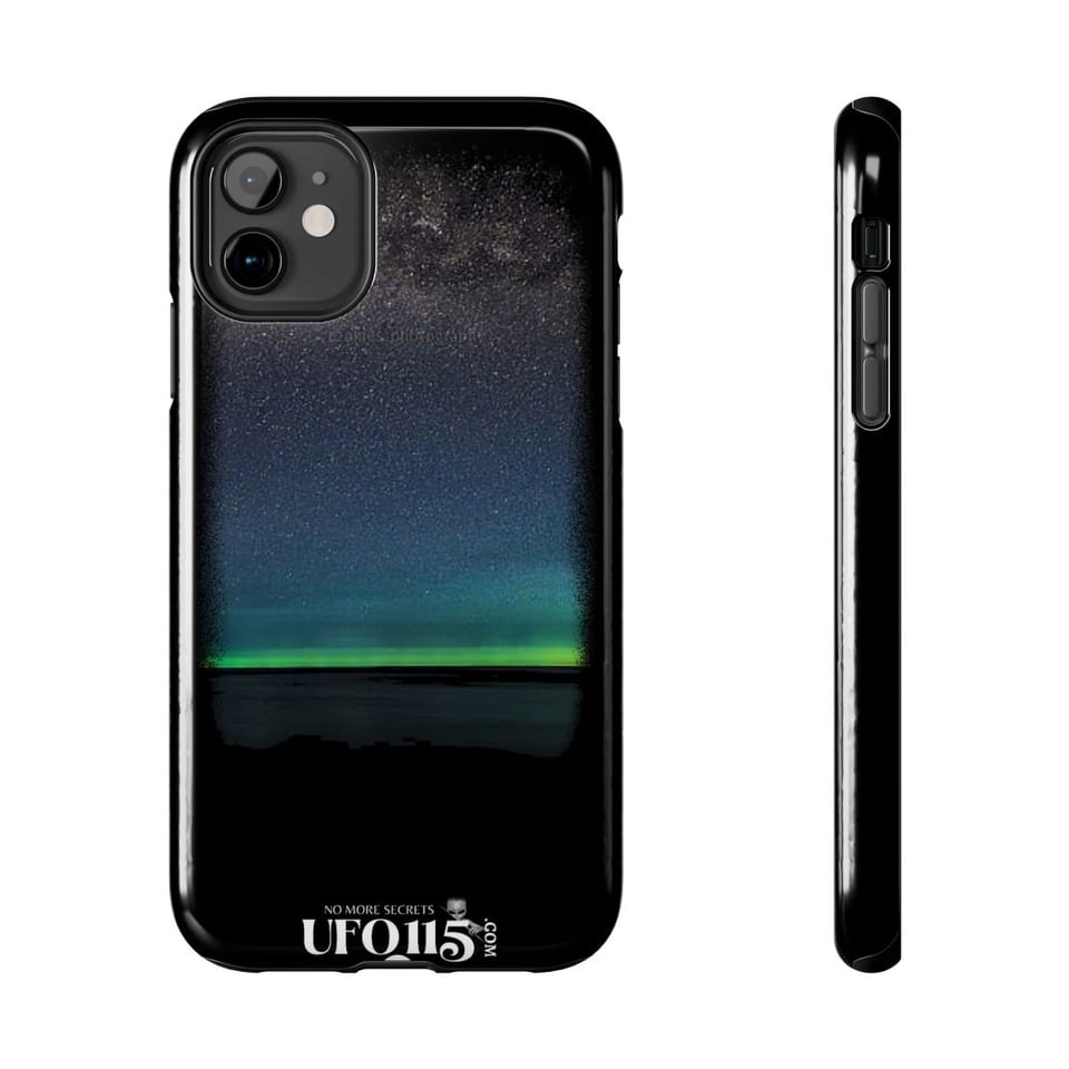 Sky Watcher Glowy Nights Phone Case, front and-side view (Printify product mockup)