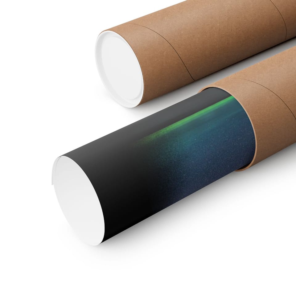 Sky Watcher Glowy Nights Poster, close up view (Printify product mockup)