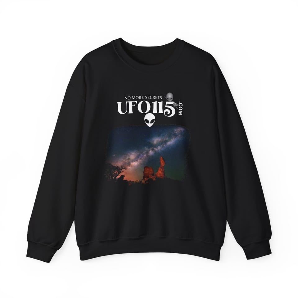 Sky Watcher Milky Way Canyon Crewneck Sweatshirt, front view (Printify product mockup)