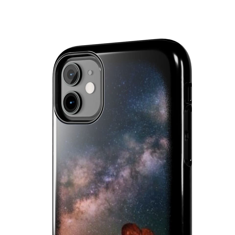 Sky Watcher Milky Way Canyon Phone Case, close up view (Printify product mockup)