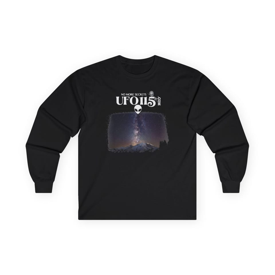 Sky Watcher Mountain Light Long Sleeve Tee, front view (Printify product mockup)