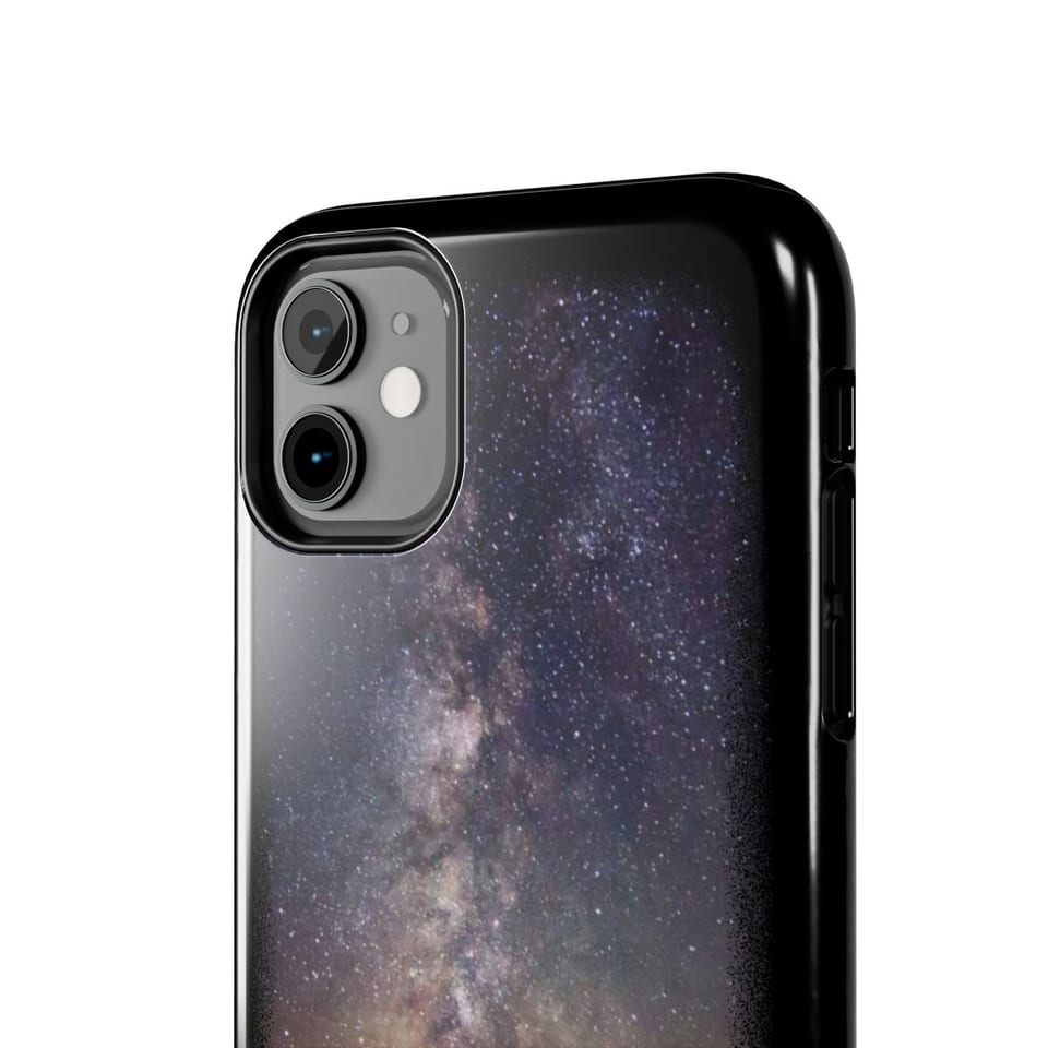 Sky Watcher Mountain Light Phone Case, close up view (Printify product mockup)
