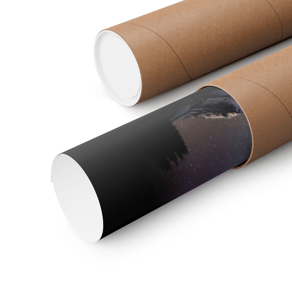 Sky Watcher Mountain Light Poster, close up view (Printify product mockup)