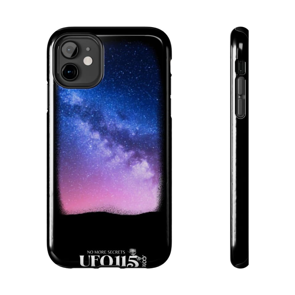 Sky Watcher Pretty in Pink Phone Case, front and-side view (Printify product mockup)