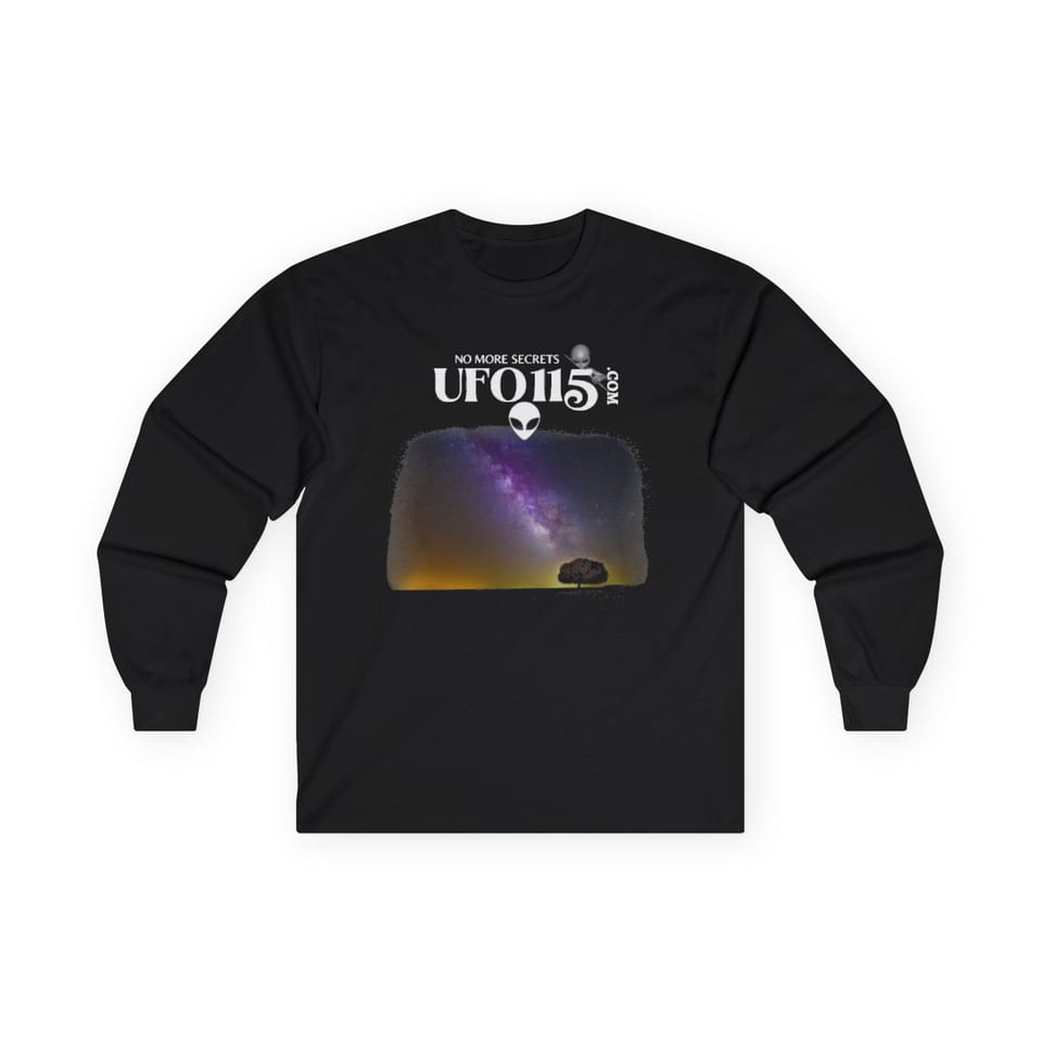 Sky Watcher Purple Star Dust Long Sleeve Tee, front view (Printify product mockup)